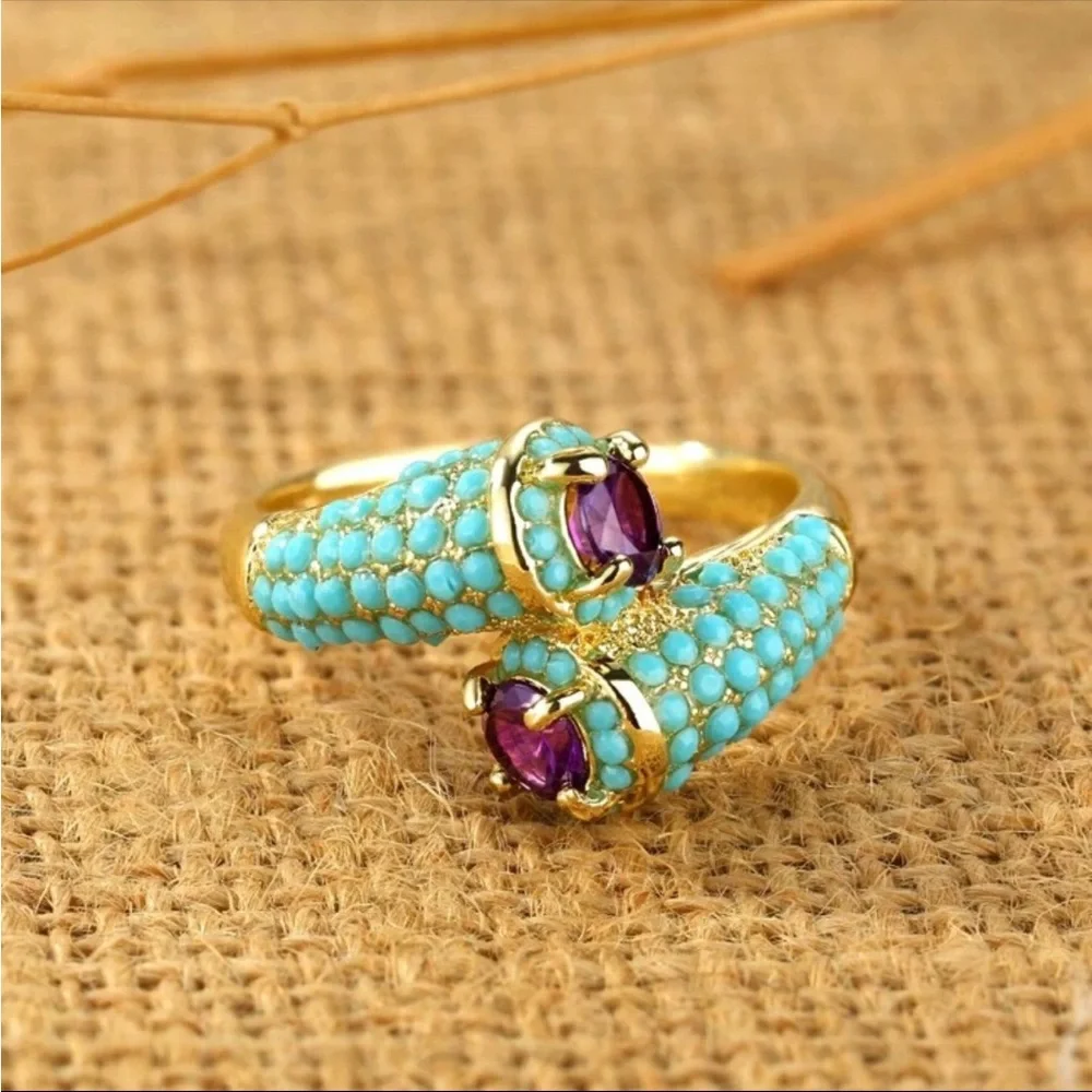 Turquoise Ring with Amethyst